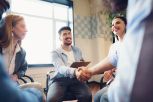 a group of people sit around and discuss why it's important to establish and maintain healthy boundaries